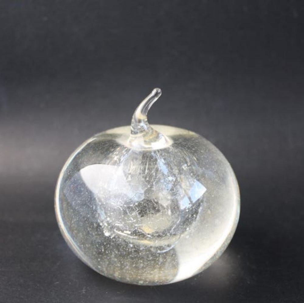 Vintage Clear Glass Apple Paperweight Desk Decor Home Office Decor Teachers Gift